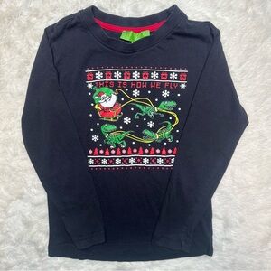 Christmas Santa Dinosaur Shirt Long Sleeved Black Size 6X